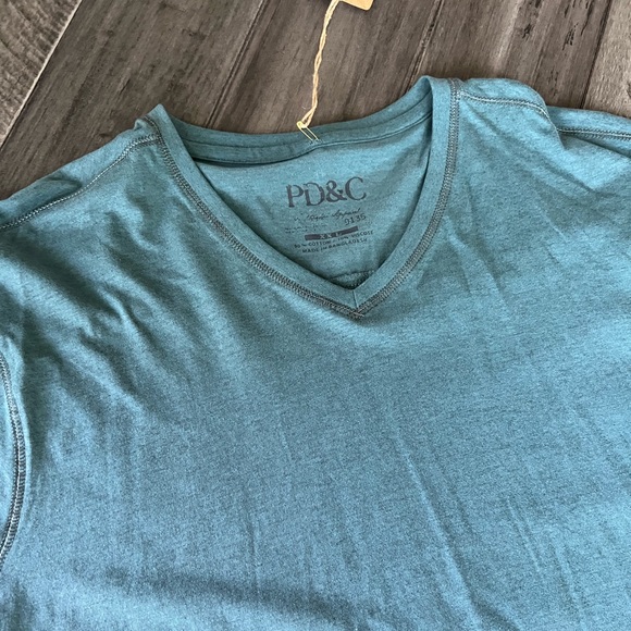PD & C Authentic Apparel Summer Slate Teal Green Men’s V-Neck T-Shirt - Picture 3 of 8